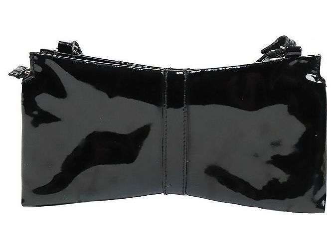 Salvatore Ferragamo Borsa a tracolla in vernice nera con fiocco - vista 3