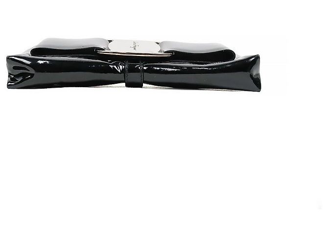 Salvatore Ferragamo Borsa a tracolla in vernice nera con fiocco - vista 4