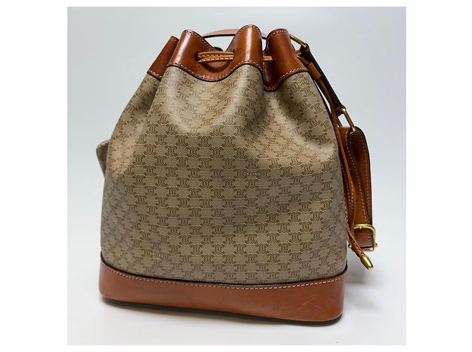 Céline Macadam Schultertasche mit Kordelzug Beige (Grad enthält Beutel) - Ansicht 10