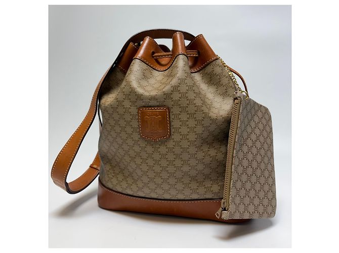 Céline Macadam Schultertasche mit Kordelzug Beige (Grad enthält Beutel) - Ansicht 3