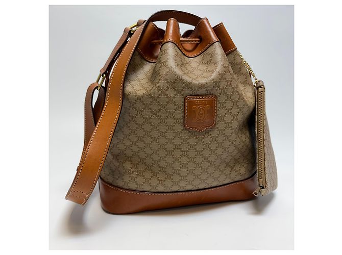 Céline Macadam Schultertasche mit Kordelzug Beige (Grad enthält Beutel) - Ansicht 4