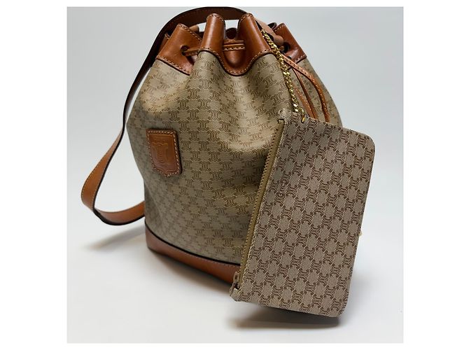 Céline Macadam Schultertasche mit Kordelzug Beige (Grad enthält Beutel) - Ansicht 6