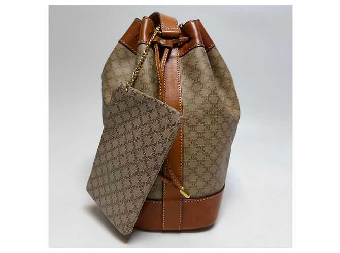 Céline Macadam Schultertasche mit Kordelzug Beige (Grad enthält Beutel) - Ansicht 7