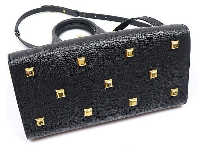 Salvatore Ferragamo Studio Box Bag Medium aus schwarzem Kalbsleder - Ansicht 5