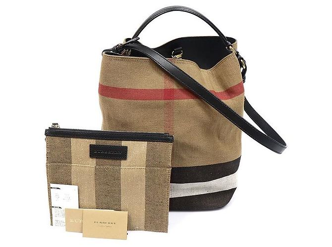 Burberry Ashby Medium Hobo aus schwarzem Leder mit Karomuster - Ansicht 2