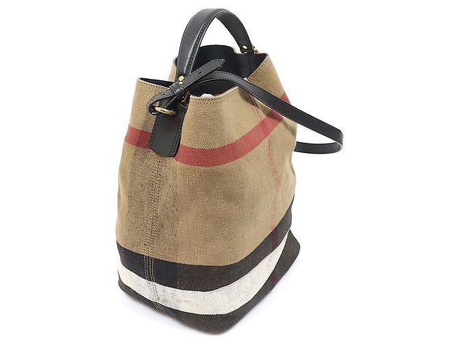 Burberry Ashby Medium Hobo aus schwarzem Leder mit Karomuster - Ansicht 3
