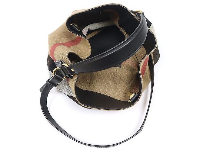 Burberry Ashby Medium Hobo aus schwarzem Leder mit Karomuster - Ansicht 4