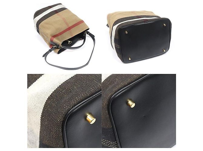 Burberry Ashby Medium Hobo aus schwarzem Leder mit Karomuster - Ansicht 5