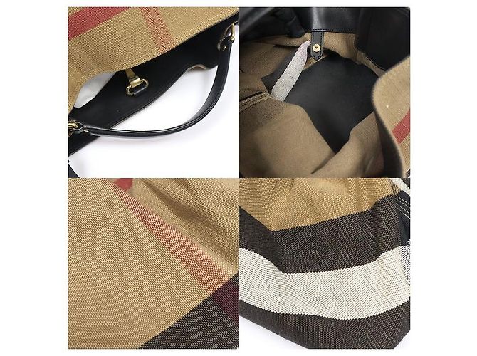 Burberry Ashby Medium Hobo aus schwarzem Leder mit Karomuster - Ansicht 6