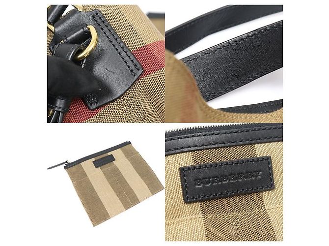 Burberry Ashby Medium Hobo aus schwarzem Leder mit Karomuster - Ansicht 7