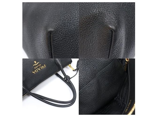 Prada Black Vitello Daino Lettering Logo - vista 6