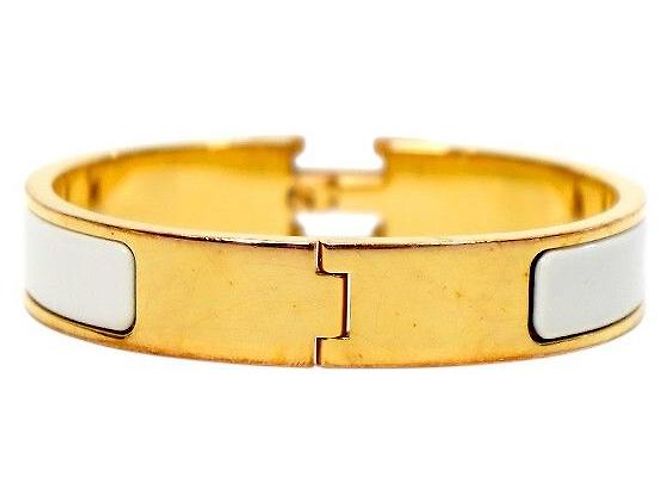 Pulsera Hermès Click H Blanca y Oro - vista 3