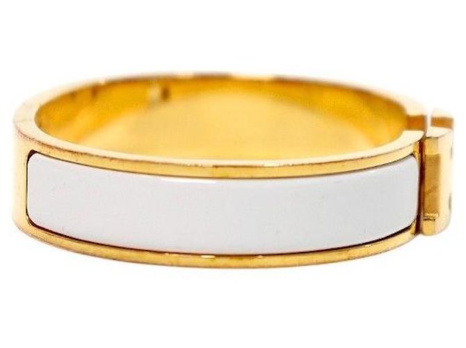 Pulsera Hermès Click H Blanca y Oro - vista 4