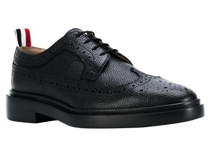 Thom Browne Scarpe Brogue Long Wing in pelle Pebble Grain - vista 3