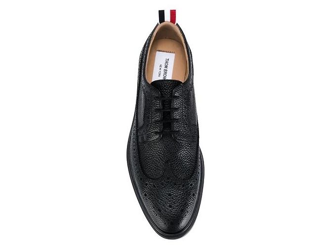 Thom Browne Scarpe Brogue Long Wing in pelle Pebble Grain - vista 5