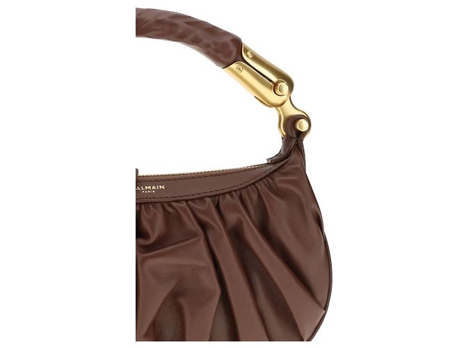 Balmain Borsa a tracolla Bos Taurus in pelle di vitello marrone - vista 4