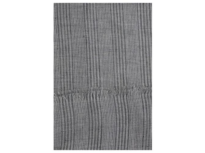 Bufanda Brunello Cucinelli de lino a rayas con lurex marrón - vista 3