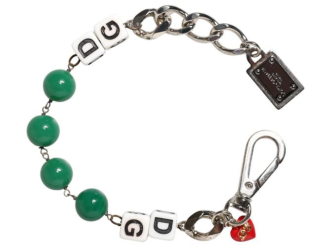Dolce & Gabbana Silver Brass Chain Dice DG Logo EmbellishedCharm Bracelet - view 3