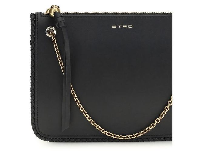 Etro Clutch Bos Taurus in pelle di vitello nera - vista 4