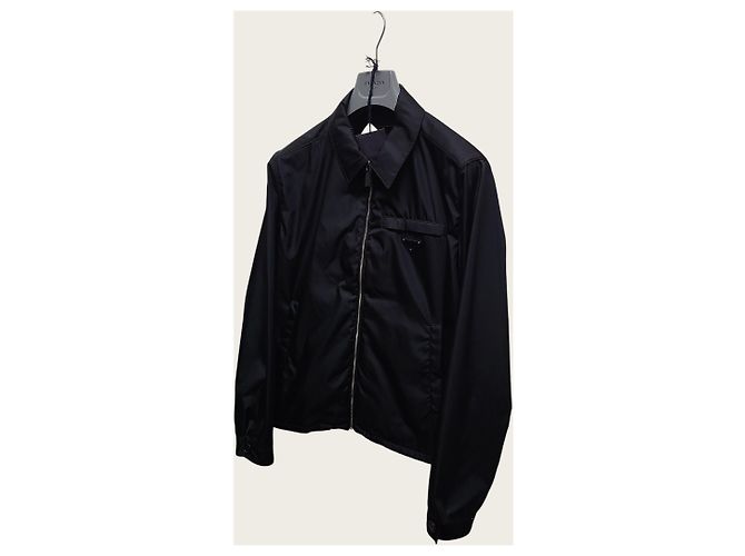 Prada Black Triangle Logo Re-Nylon Bomber Jacket - view 2