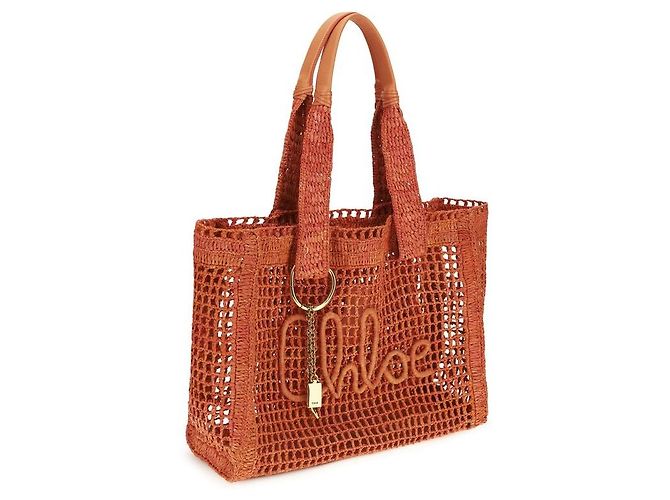 Chloé Borsa a tracolla in rafia rossa - vista 2
