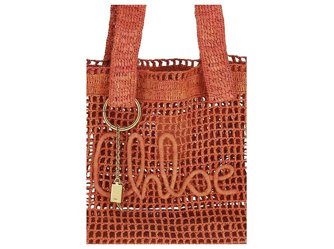 Chloé Borsa a tracolla in rafia rossa - vista 4