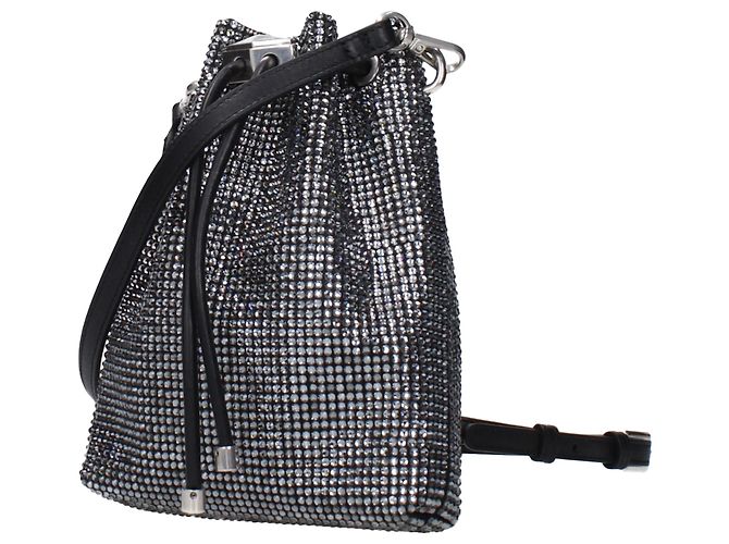 Jimmy Choo Borsa crossbody in raso nero - vista 2
