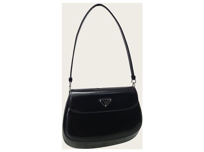 Prada Borsa a tracolla con patta Cleo in pelle spazzolata nera - vista 3
