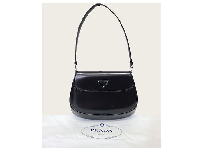 Prada Borsa a tracolla con patta Cleo in pelle spazzolata nera - vista 7