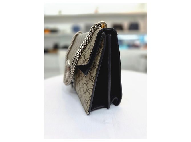 Gucci Borsa a tracolla Dionysus in suede nero con catena - vista 10