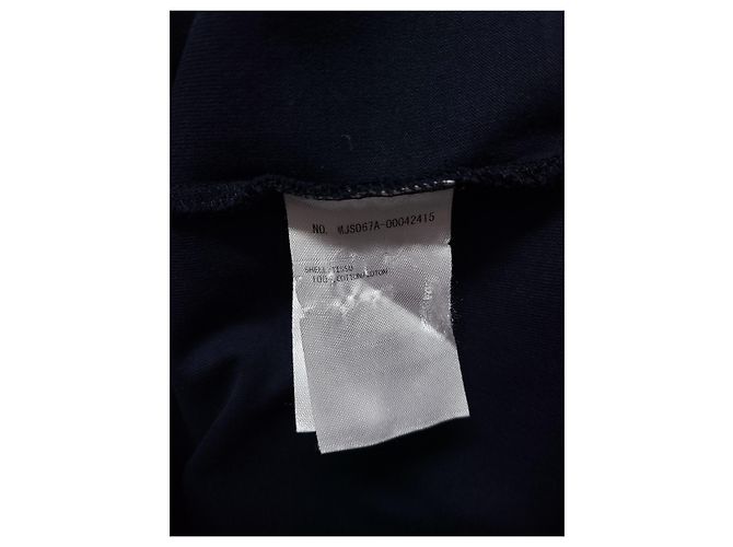 Thom Browne Navy Three Stripe T-Shirt aus mittelschwerem Jersey mit Seitenschlitzen - Ansicht 5