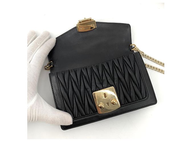 Miu Miu Borsa a tracolla Confidential Matelassé Gold Chain - vista 7
