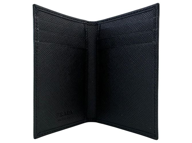 Prada Saffiano Leather Triangle Logo Flap Card Holder - view 3