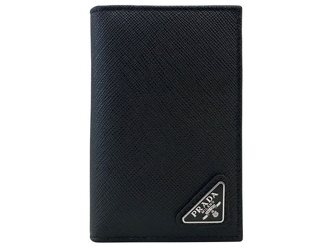Prada Saffiano Leather Triangle Logo Flap Card Holder - view 7