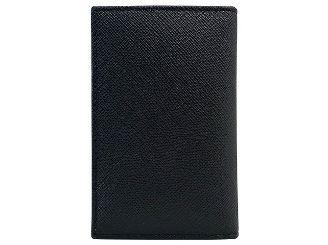 Prada Saffiano Leather Triangle Logo Flap Card Holder - view 8