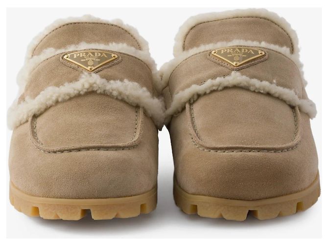 Prada Suede Shearling Mule Beige - Ansicht 6