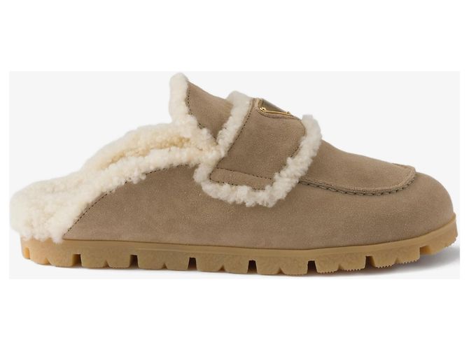 Prada Suede Shearling Mule Beige - Ansicht 7