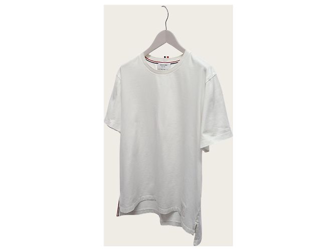Thom Browne White Medium Weight Jersey Side Slit T-Shirt - view 2