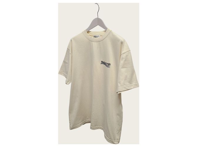 Balenciaga Oversized T-Shirt mit besticktem Wave-Logo Ivory - Ansicht 2