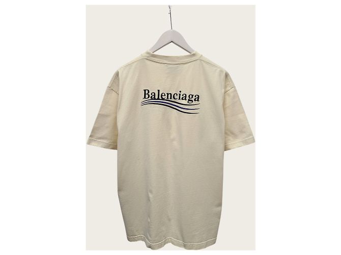Balenciaga Oversized T-Shirt mit besticktem Wave-Logo Ivory - Ansicht 3