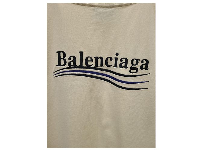 Balenciaga Oversized T-Shirt mit besticktem Wave-Logo Ivory - Ansicht 4