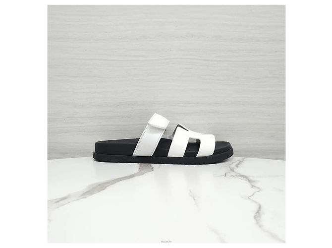 Hermès Sandali Slippers in Vitello White - vista 4