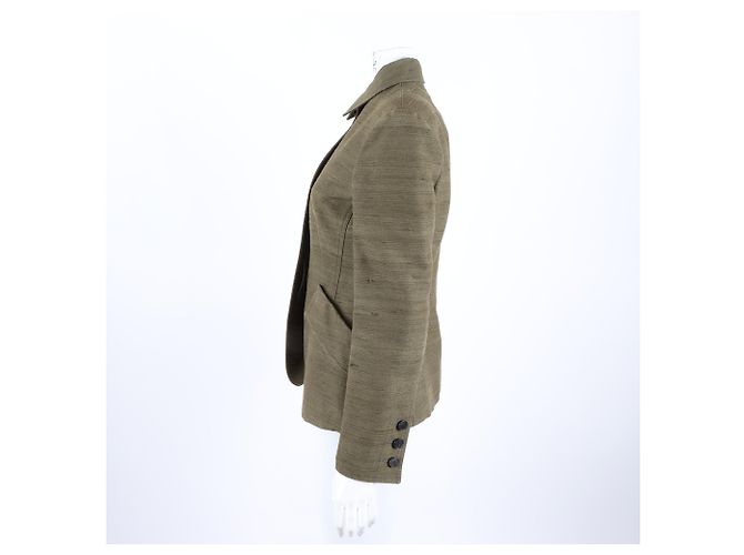 Chaqueta Christian Dior de seda caqui - vista 2