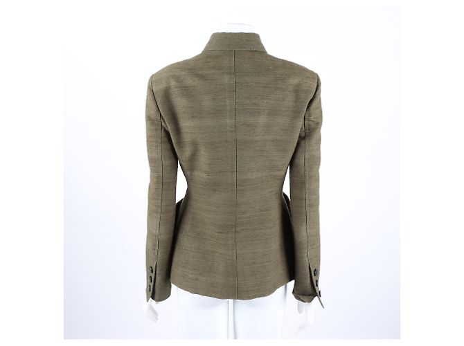 Chaqueta Christian Dior de seda caqui - vista 3