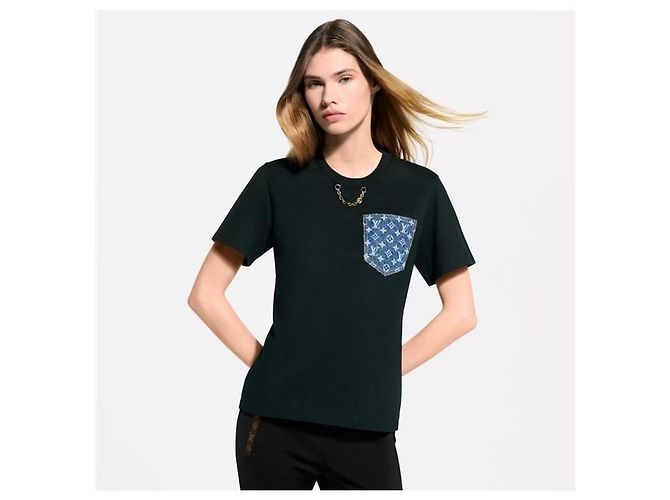 Louis Vuitton Monogram Pocket T-Shirt für Damen, Rundhals, Kurzarm - Ansicht 3