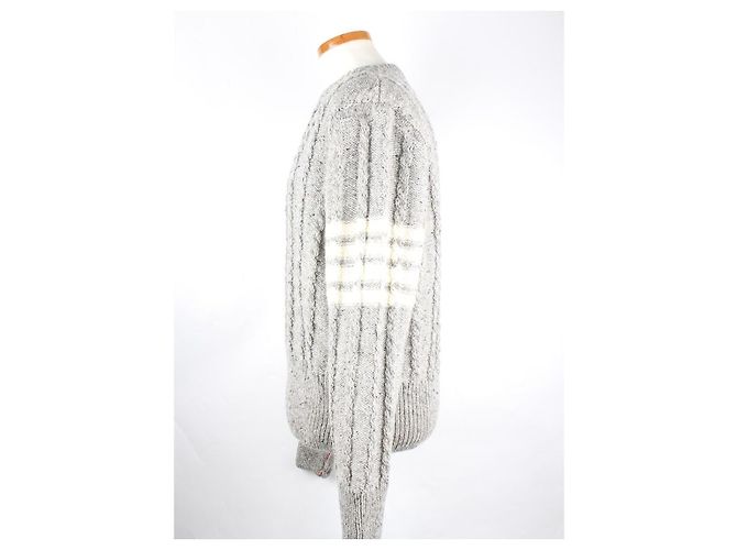 Thom Browne Cable Knit Grey Sweater - view 3