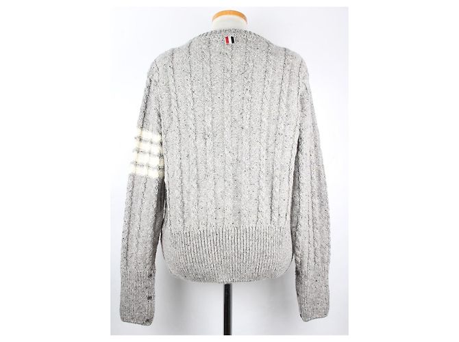 Thom Browne Cable Knit Grey Sweater - view 5