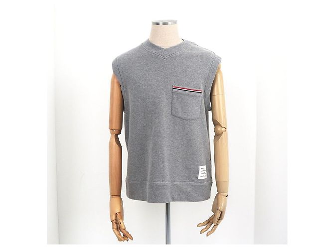 Thom Browne V-neck in cotone interlock Light - vista 2