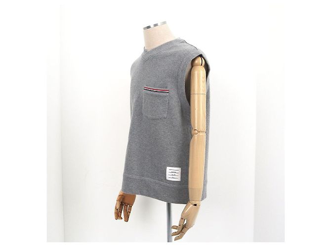 Thom Browne V-neck in cotone interlock Light - vista 3