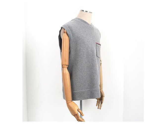 Thom Browne V-neck in cotone interlock Light - vista 4